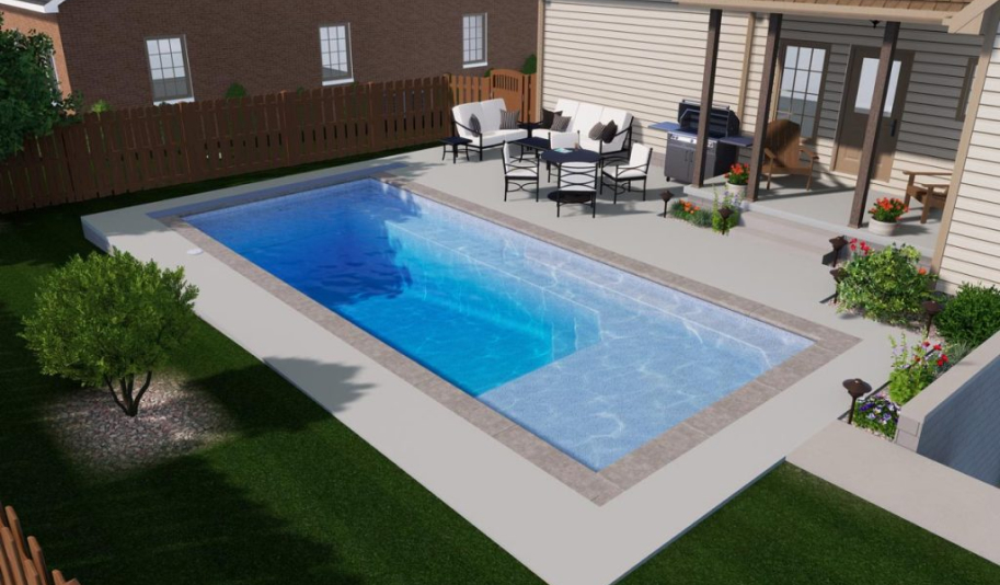 3D Rendering of House With A New Pool Design