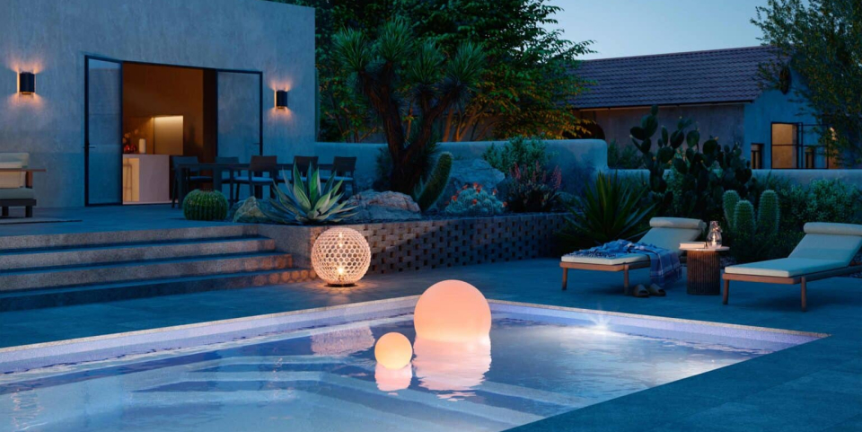 Backyard With New Pool After Sundown